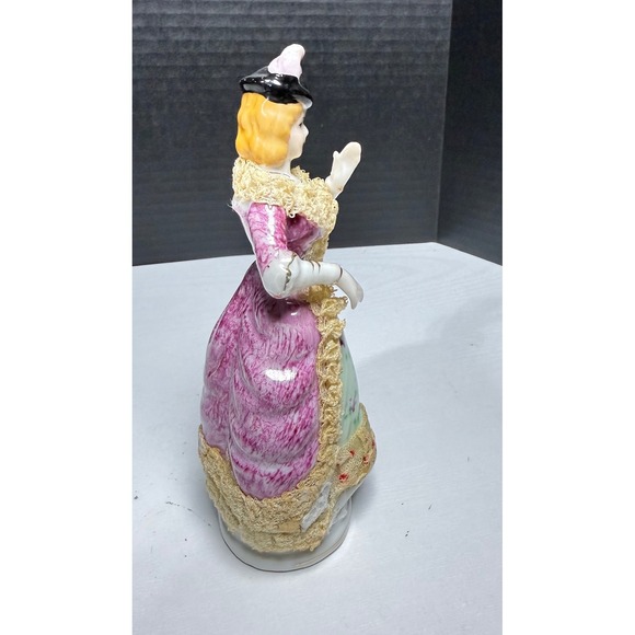 Vintage Porcelain Figurine Lady Elegant Lace Dress Collectible Ceramic Japan - Picture 4 of 7